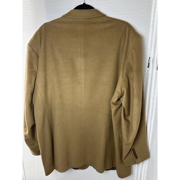 FENZIA 100% PURE CASHMERE Men's Sport coat Blazer 3 Button Camel 48L Jacket - Picture 14 of 16